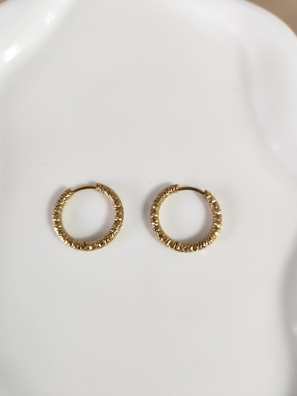 Gold Hammered Hoop Earrings